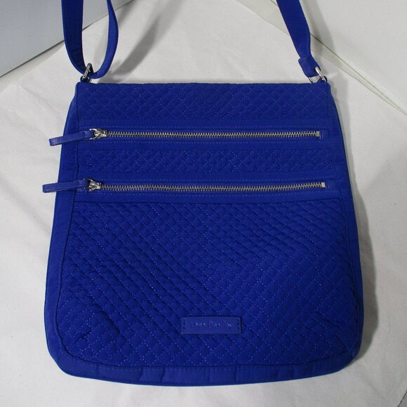 NWOT New Solid Blue Vera Bradley Triple Zipper Hipster Crossbody Bag Purse - Picture 5 of 8